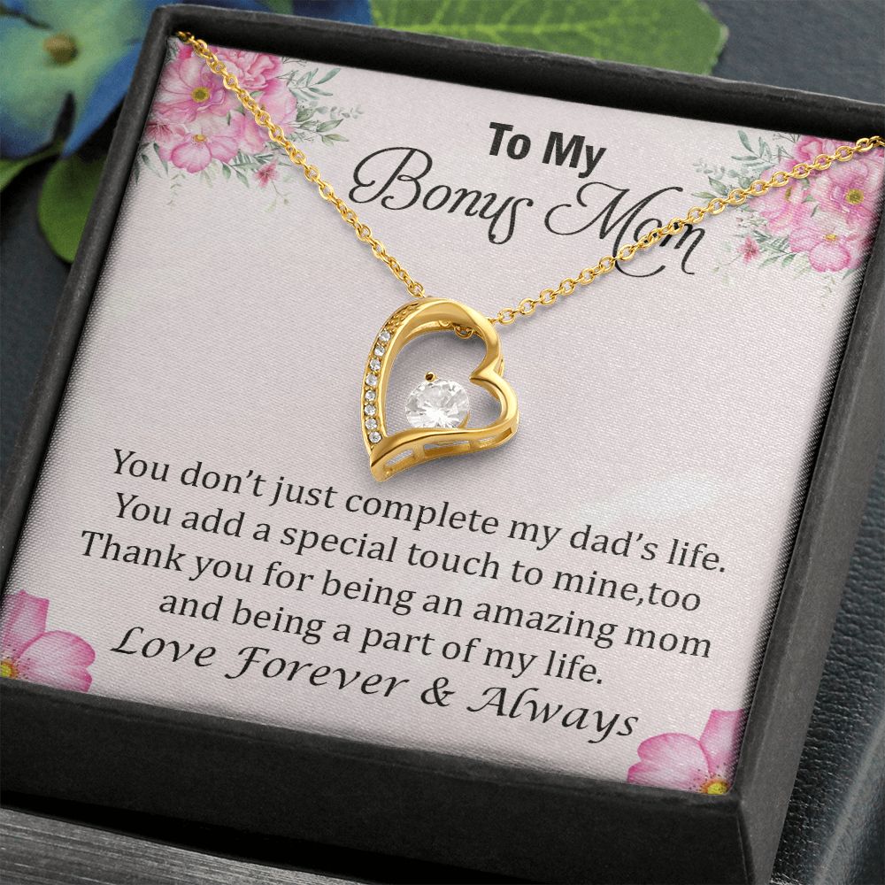 To My Bonus Mom, Thank You for Being an Amazing Mom Forever Love Necklace – Gift for Mom