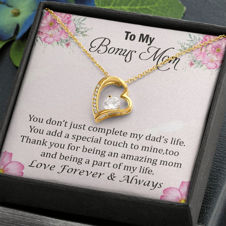 To My Bonus Mom, Thank You for Being an Amazing Mom Forever Love Necklace – Gift for Mom