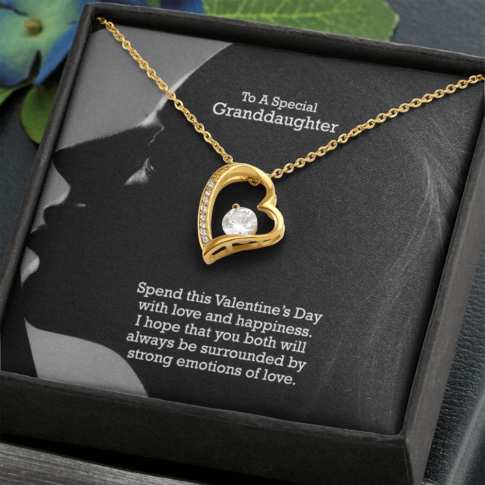 To A Special Granddaughter, Spend This Valentine's Day With Love & Happiness - Forever Love Necklace - Gift for Granddaughter