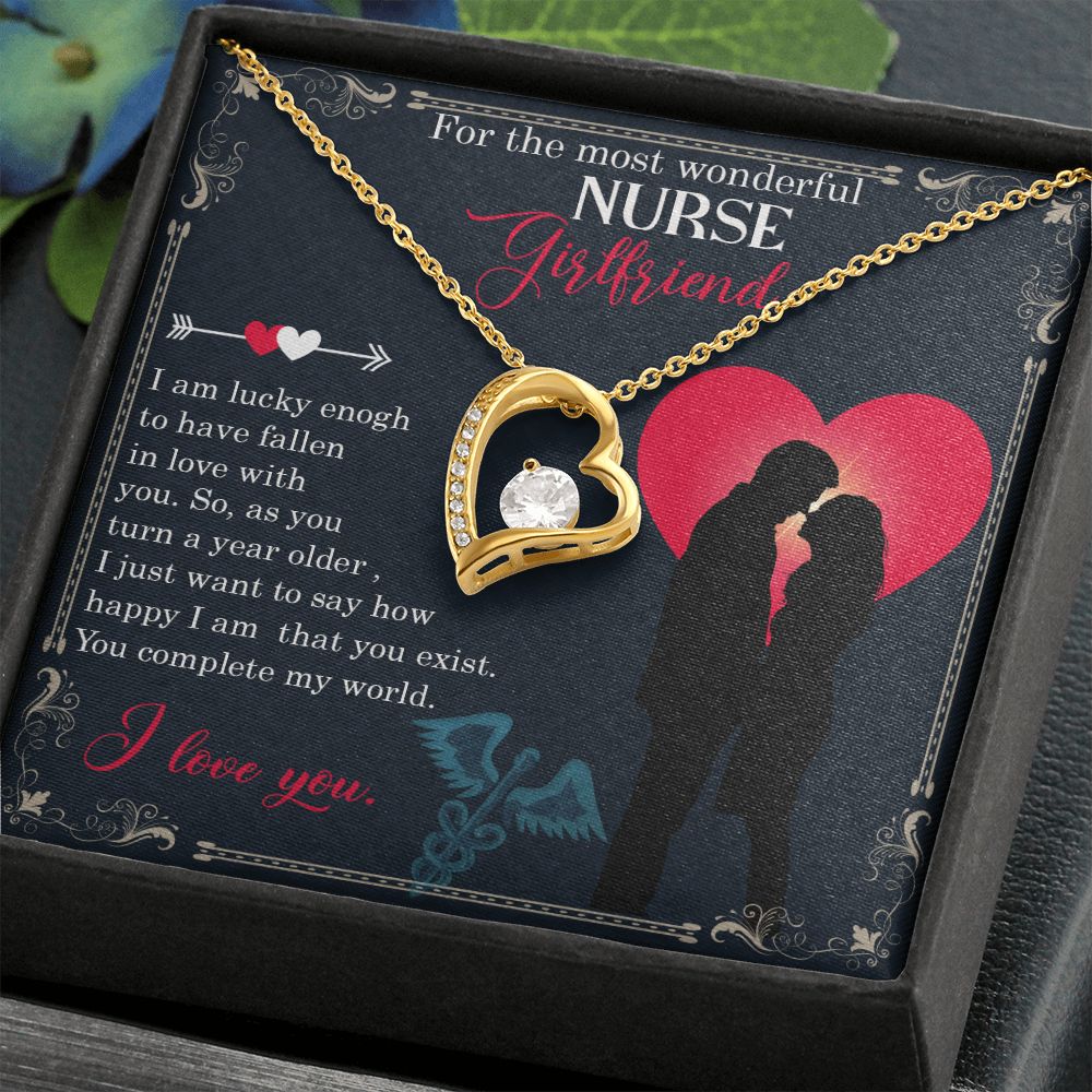 For The Most Wonderful Nurse Girlfriend, You Complete My World - Forever Love Necklace - Gift for Girlfriend