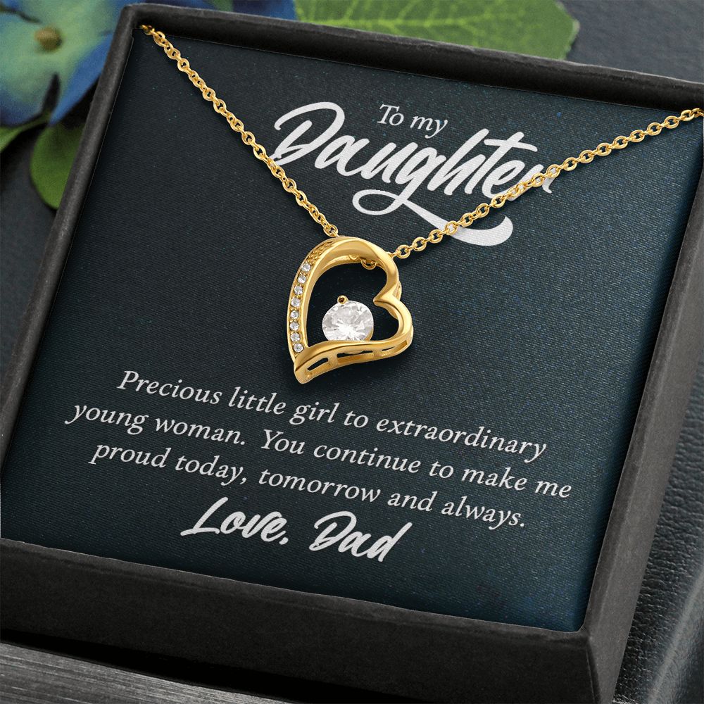 To My Daughter, Precious Little Girl To Extraordinary Young Woman - Forever Love Necklace – Gift for Daughter