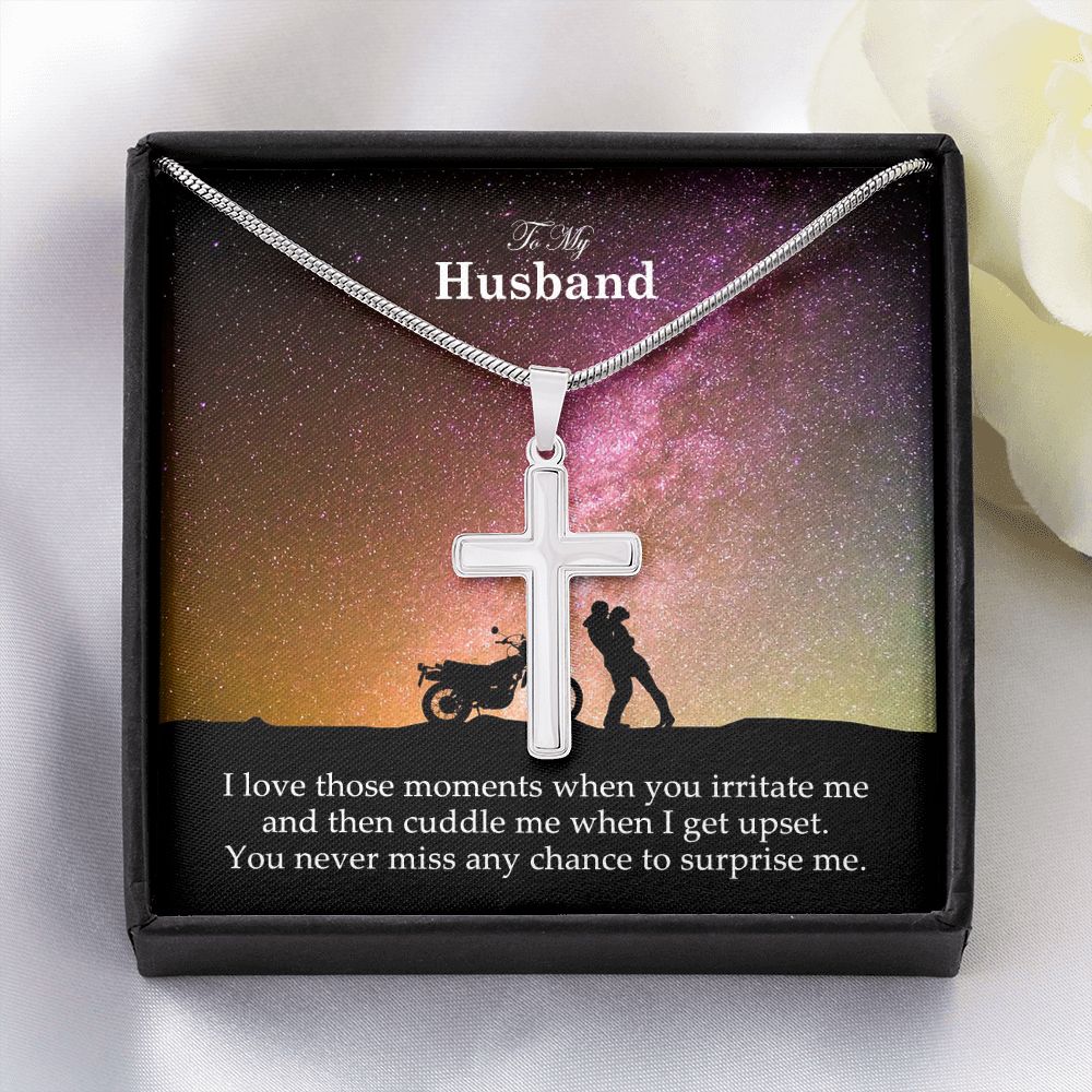To My Husband, I Love Those Moments When You Irritate Me - Stainless Cross Necklace - Gift for Husband