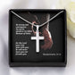 Be Strong and Courageous. Do Not Be Afraid - Stainless Cross Necklace with Message Card - Gift for Him