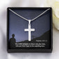The LORD Delights In Those Who Fear Him - Stainless Cross Necklace with Message Card - Gift for Him