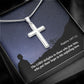 The LORD Delights In Those Who Fear Him - Stainless Cross Necklace with Message Card - Gift for Him