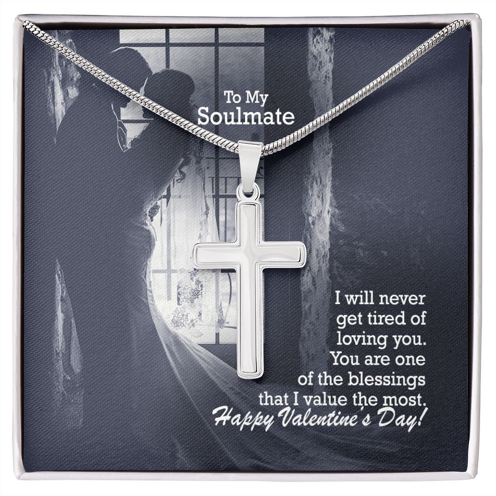 To My Soulmate, You Are One of The Blessings That I Value The Most - Stainless Cross Necklace with Message Card - Gift for Him