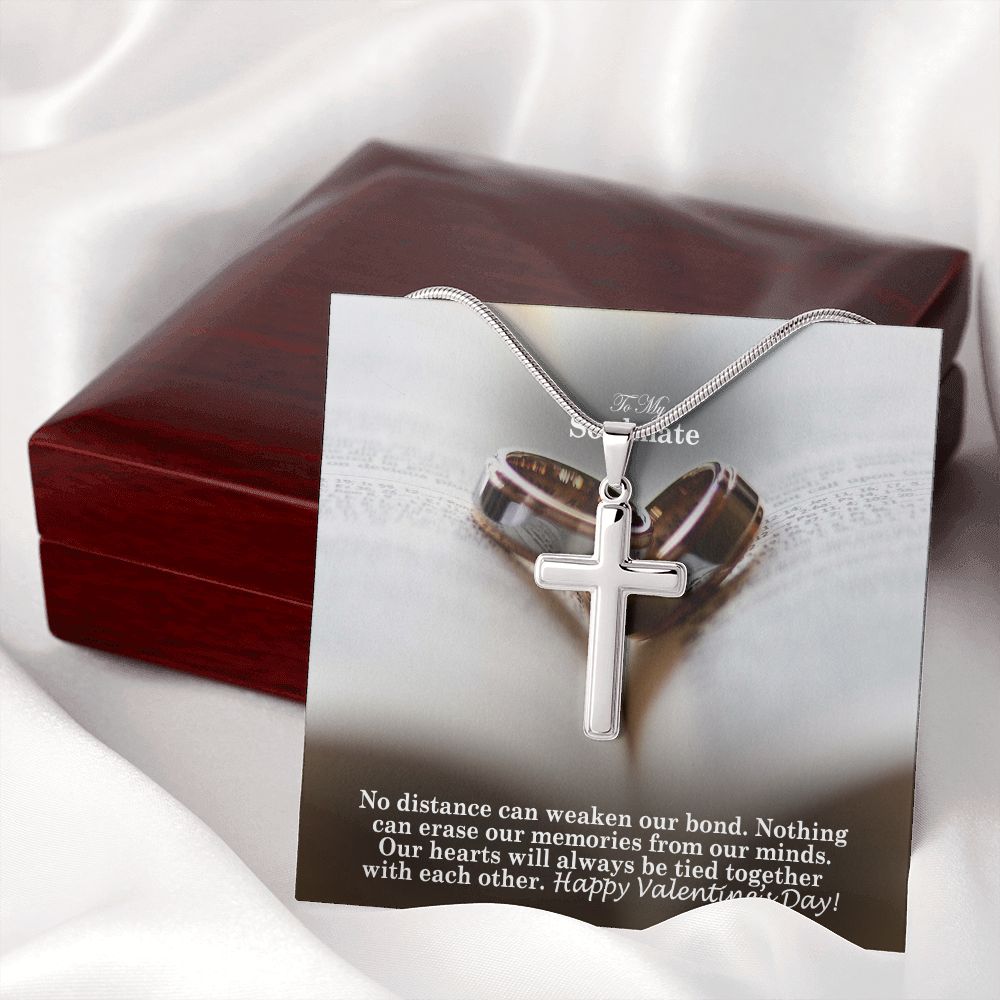To My Soulmate, Our Hearts Will Always Be Tied Together With Each Other - Stainless Cross Necklace with Message Card - Gift for Him