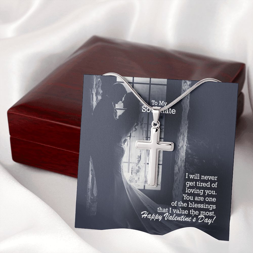 To My Soulmate, You Are One of The Blessings That I Value The Most - Stainless Cross Necklace with Message Card - Gift for Him