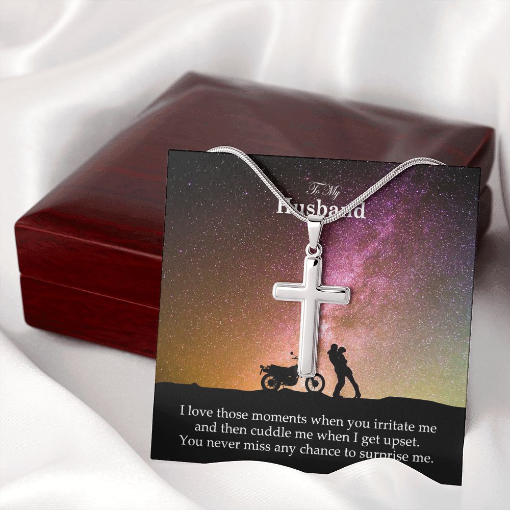 To My Husband, I Love Those Moments When You Irritate Me - Stainless Cross Necklace - Gift for Husband