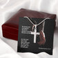 Be Strong and Courageous. Do Not Be Afraid - Stainless Cross Necklace with Message Card - Gift for Him