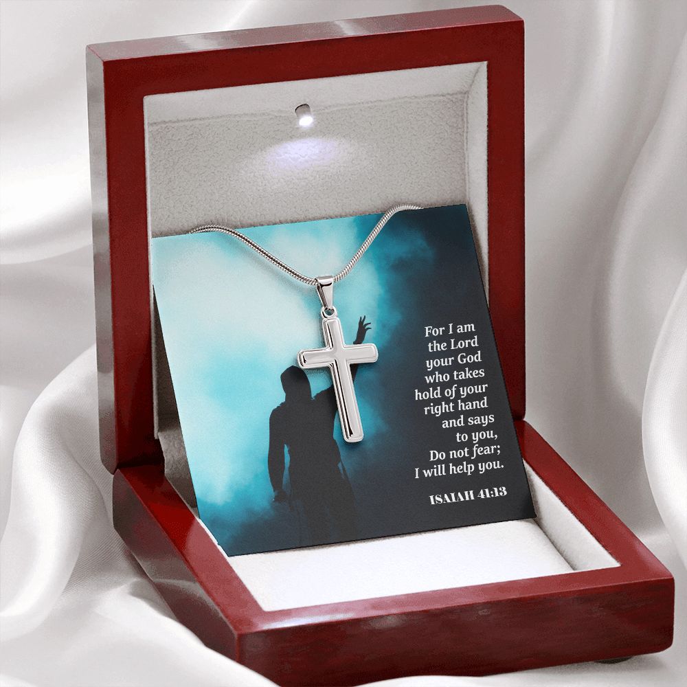 For I Am The Lord Your God - Stainless Cross Necklace with Message Card - Gift for Him