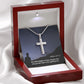 The LORD Delights In Those Who Fear Him - Stainless Cross Necklace with Message Card - Gift for Him