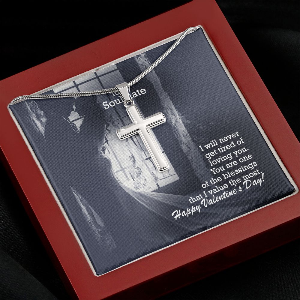To My Soulmate, You Are One of The Blessings That I Value The Most - Stainless Cross Necklace with Message Card - Gift for Him