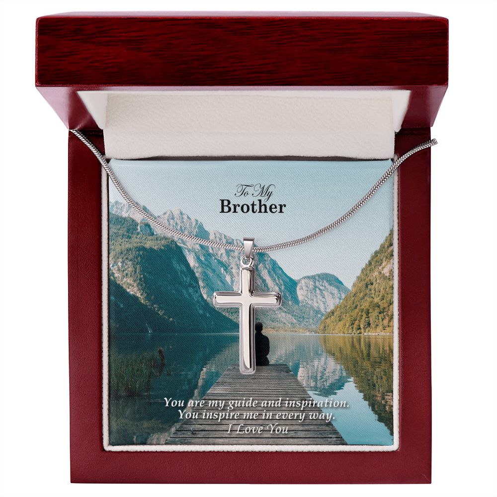 To My Brother, You Inspire Me In Every Way - Cross Necklace Necklace - Gift for Brother