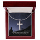 The LORD Delights In Those Who Fear Him - Stainless Cross Necklace with Message Card - Gift for Him