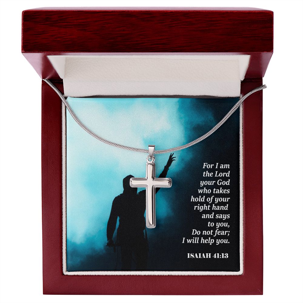 For I Am The Lord Your God - Stainless Cross Necklace with Message Card - Gift for Him