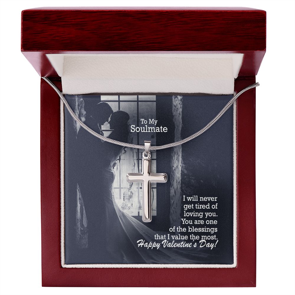 To My Soulmate, You Are One of The Blessings That I Value The Most - Stainless Cross Necklace with Message Card - Gift for Him