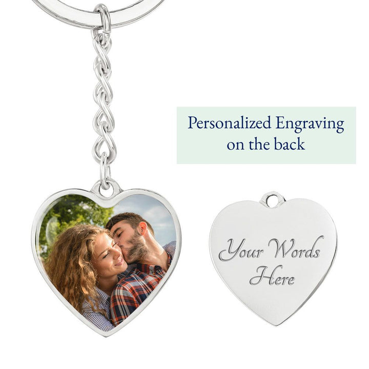 Grandpa, The Best Dads Get Promoted to Grandpa Upload Photo Heart Keychain – Gift for Grandpa