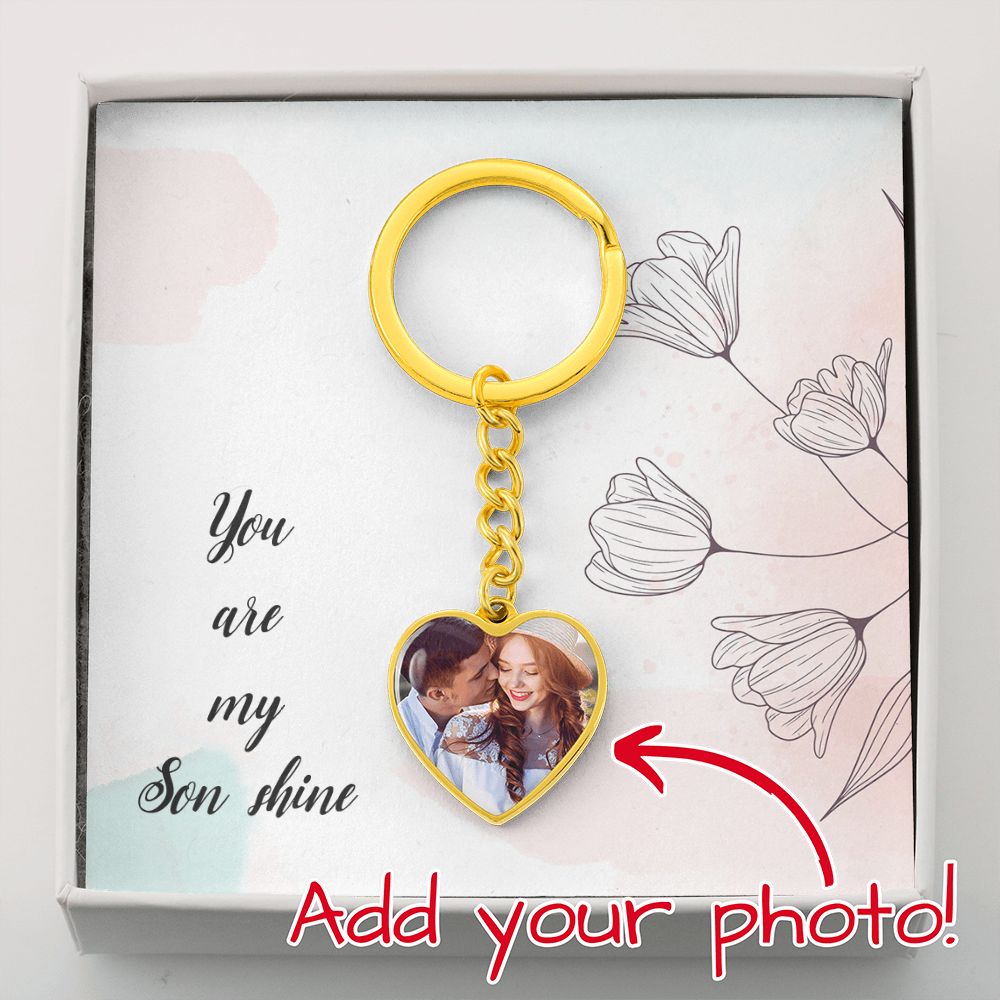 Son, You Are My Son Shine Upload Photo Heart Keychain – Gift for Son